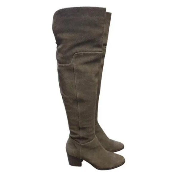 Aldo Taupe Suede Jeffres Calf Lace Up Over-The-Knee Zipper Boots - Size 7.5 - Picture 3 of 9